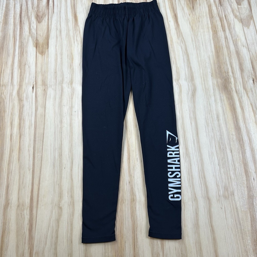 Gymshark Women's Pull On Pants Small Black Elastic Waist Logo Athletic